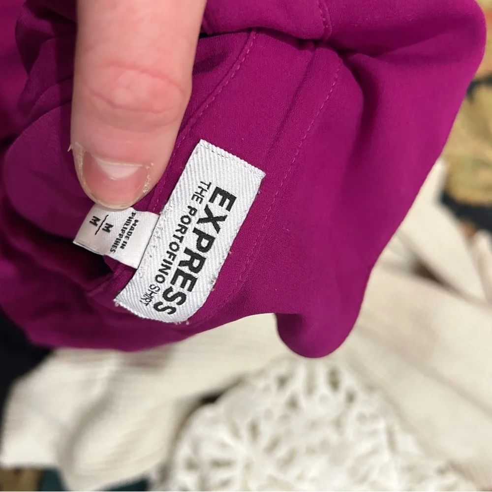 Express Portfolio shirt Pink 3/4 Sleeve Button Down Blouse - Picture 4 of 5